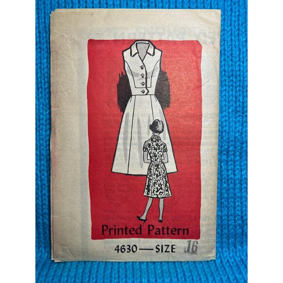 Anne Adams Sewing pattern 4630 shirt dress fit and flare 1950s size 16 - Picture 1 of 5